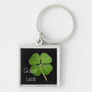 Real 4 Leaf Clover Shamrock Black Schlüsselanhänger