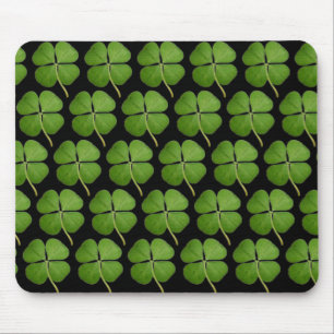 Real 4 Leaf Klee Kleeblatt Schwarz Mousepad