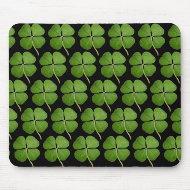 Real 4 Leaf Klee Kleeblatt Schwarz Mousepad (Vorne)