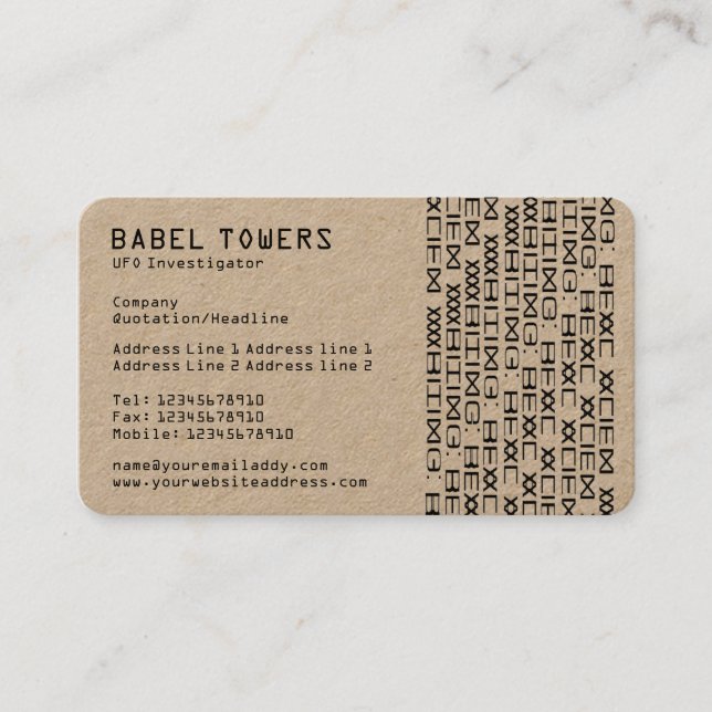 Real Alien Writing (Kraft) Visitenkarte (Vorderseite)