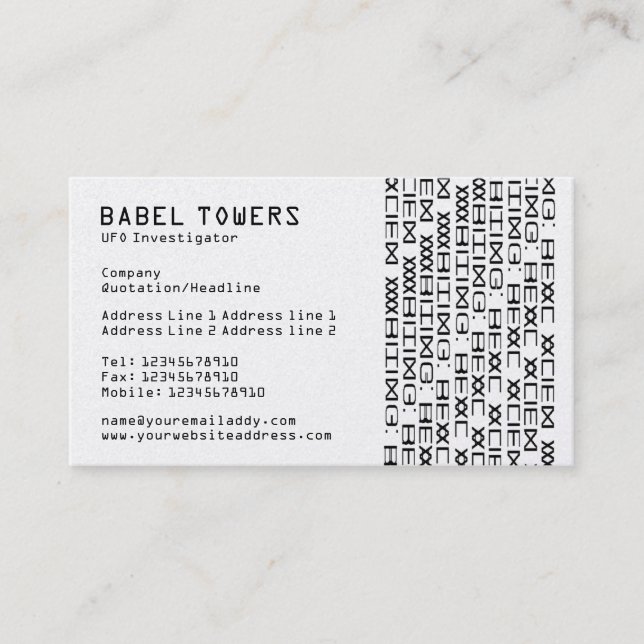 Real Alien Writing Visitenkarte (Vorderseite)