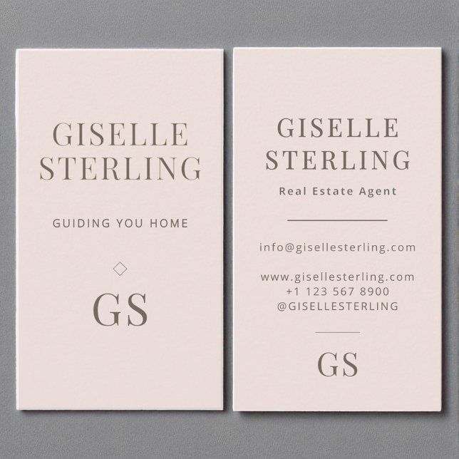 Real Anwesen Agent Blush Pink Monogram Minimalisti Visitenkarte (Von Creator hochgeladen)