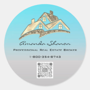 Real Anwesen Agent Broker Gold House QR Code LOGO Runder Aufkleber