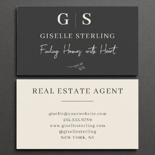 Real Anwesen Agent Elegante Modernes Schwarzes Cre Visitenkarte