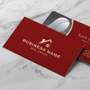 Real Anwesen Agent Gold House Realtor Red Foto Visitenkarte