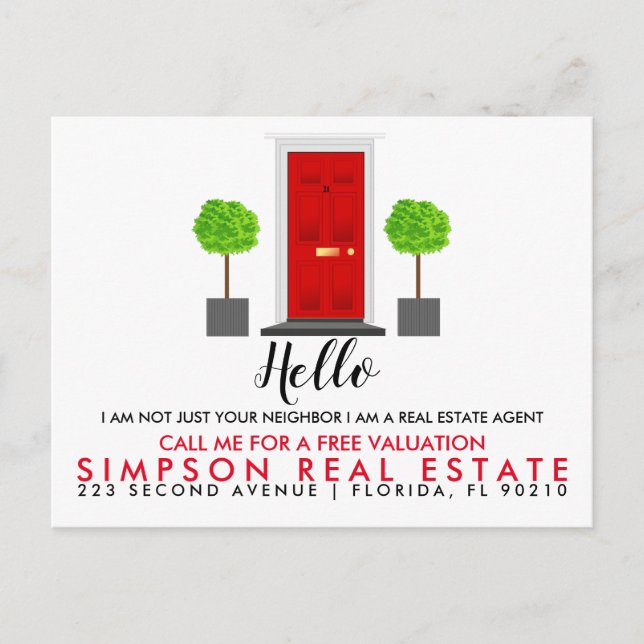 Real Anwesen Agent HELLO CARD Ankündigungspostkarte (Vorderseite)