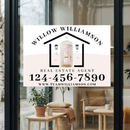 Real Anwesen Agent House & Pink Aquarelltür Fensteraufkleber