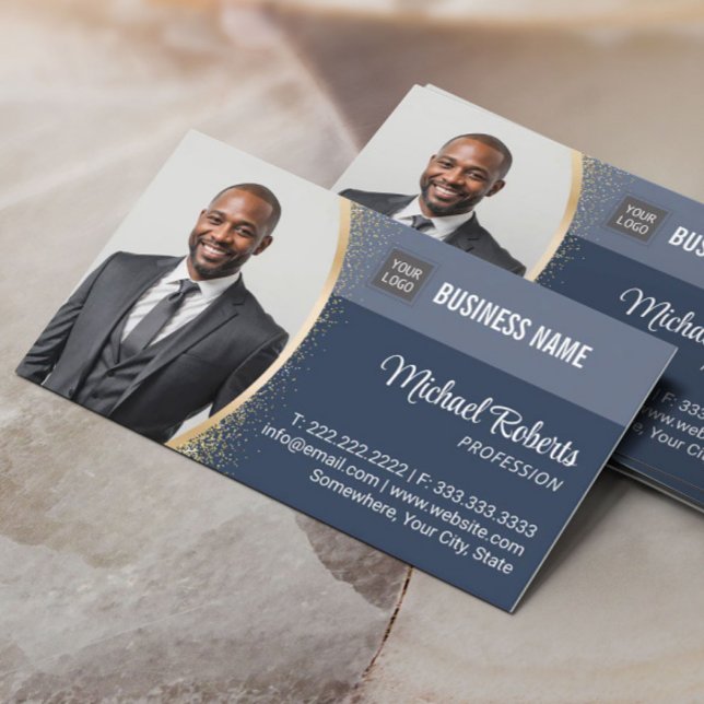 Real Anwesen Agent Klasse Navy Blue Custom Foto Visitenkarte (Von Creator hochgeladen)