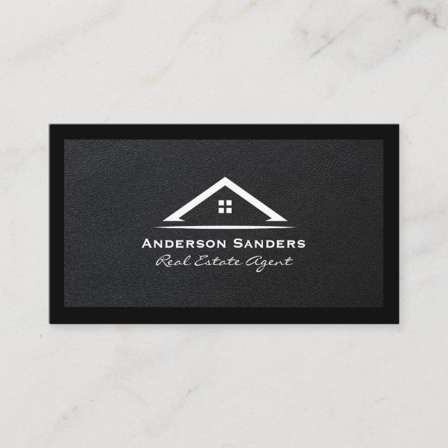 Real Anwesen Agent | Lux Führungskraft Leather Visitenkarte (Vorderseite)
