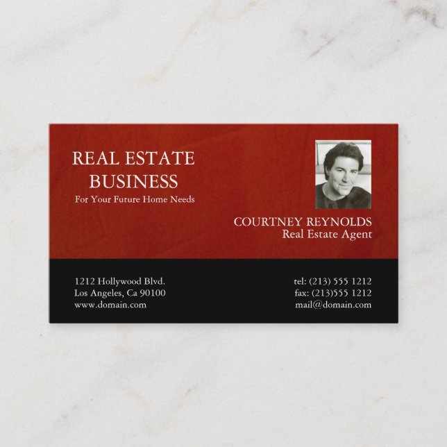 Real Anwesen Agent Marsala Crimson Business Cards Visitenkarte (Vorderseite)