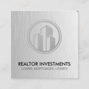 Real Anwesen Agent Metallic Corporate Gebäude Quadratische Visitenkarte