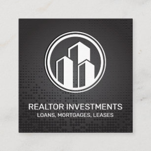 Real Anwesen Agent Metallischer Hintergrund Quadratische Visitenkarte
