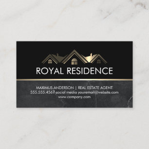 Real Anwesen Agent   Metallisches Gold-Marmor Visitenkarte
