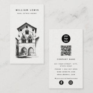 Real Anwesen Agent Minimalistisch QR Code Social M Visitenkarte