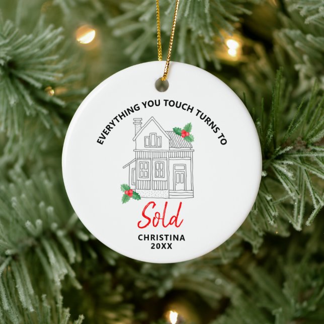 Real Anwesen Agent Personalisiert Realty Zuhause B Keramik Ornament (Baum)