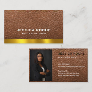 Real Anwesen Agent Realtor Brown Gold Custom Foto Visitenkarte