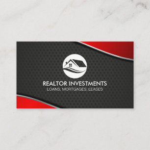 Real Anwesen Agent Red Metallic Perforated Mes Visitenkarte