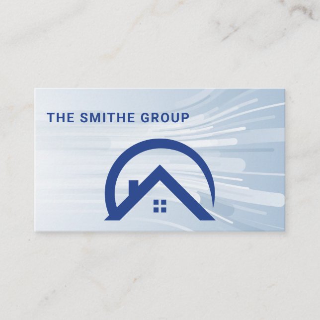 Real Anwesen Agent | Residential Zuhause Roof Blue Visitenkarte (Vorderseite)