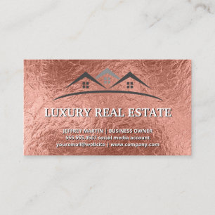 Real Anwesen Agent Rose Gold Foil Textur Visitenkarte