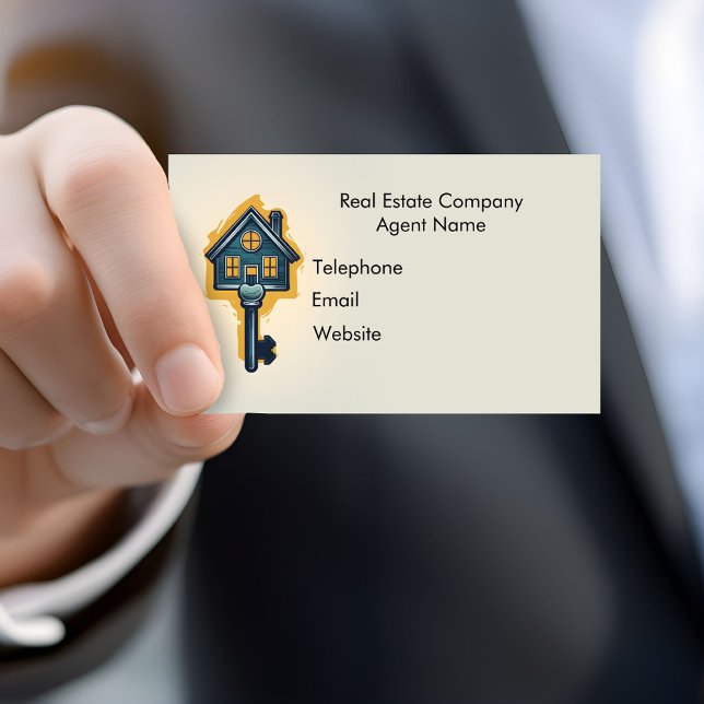 Real Anwesen Agent Visitenkarte (A hand holds a real estate agent's business card.)