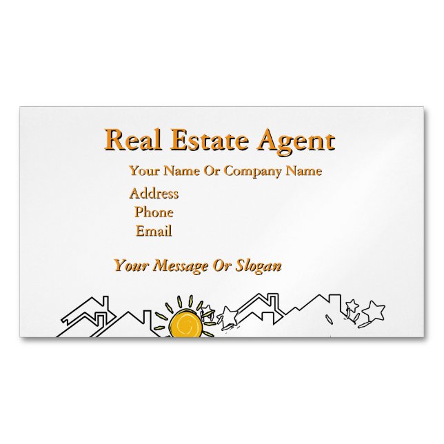 Real Anwesen Agent White Magnetische Visitenkarte (Vorderseite)