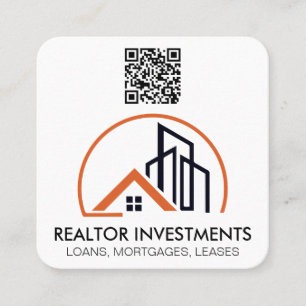 Real Anwesen Agent Zuhause und Gebäude QR-Code Quadratische Visitenkarte
