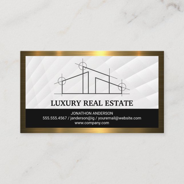 Real Anwesen Architect | Gold - Metallgrenze Visitenkarte (Vorderseite)