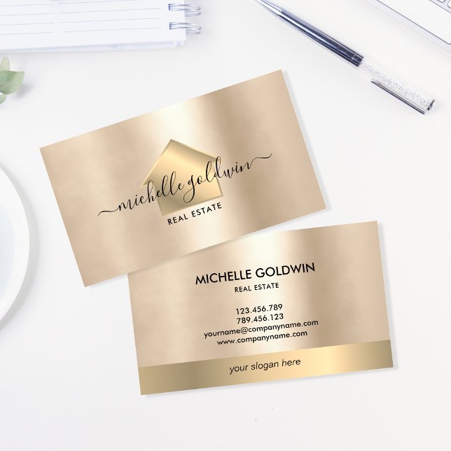 Real Anwesen Beruflich Modernes Script House Busin Visitenkarte (Von Creator hochgeladen)