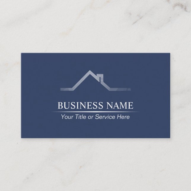 Real Anwesen Beruflich Navy Blue Construction Visitenkarte (Vorderseite)