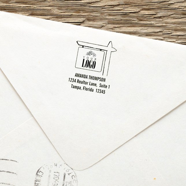 Real Anwesen Berufliche benutzerdefinierte hinzufü Permastempel (Real estate "add your logo" custom self inking stamp.)