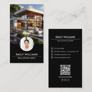 Real Anwesen Black Foto QR Code Social Media Visitenkarte