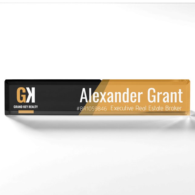 Real Anwesen Black & Gold Realtor Namensplakette (Vorderseite)