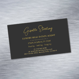 Real Anwesen Black Gold Script Luxus Beruflich Magnetische Visitenkarte