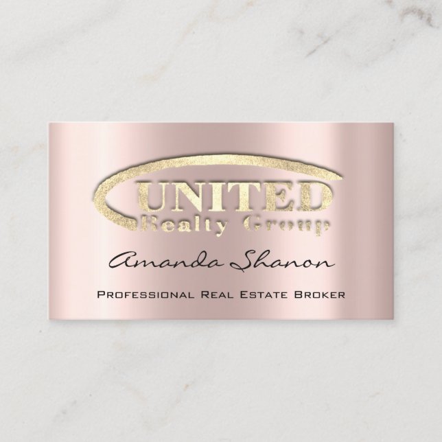 Real Anwesen Broker Agent Rose Gold Logo Custom Bu Visitenkarte (Vorderseite)