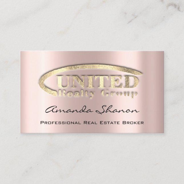 Real Anwesen Broker Agent Rose Gold Logo Visitenkarte (Vorderseite)