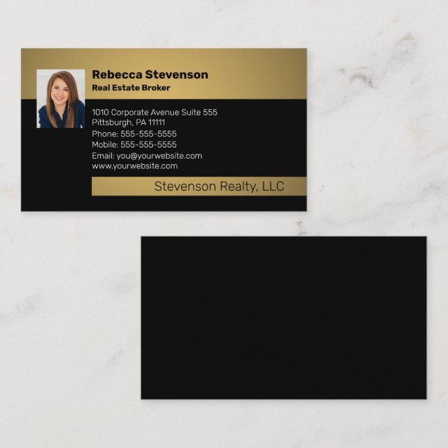 Real Anwesen Broker Beruflich Black |    GoldBus Visitenkarte (Vorne/Hinten)
