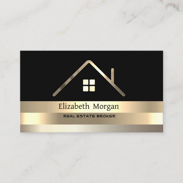 Real Anwesen Broker House Gold Streifen Roof Black Visitenkarte (Vorderseite)