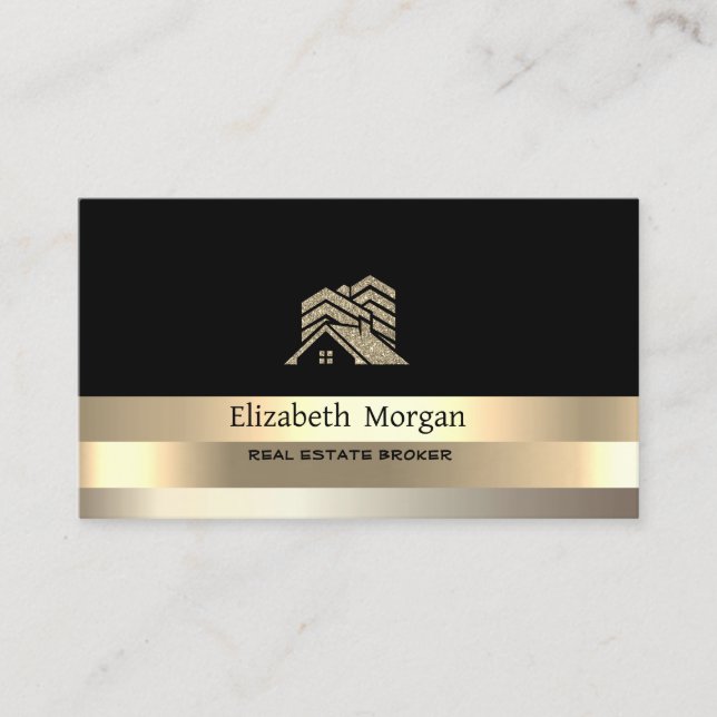 Real Anwesen Broker House Gold Strip Glitzer Dachd Visitenkarte (Vorderseite)