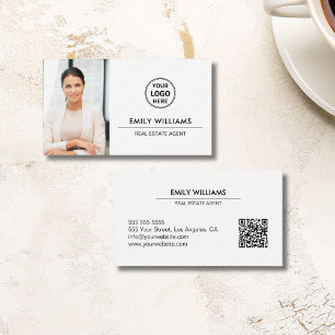 Real Anwesen Broker Logo Foto QR Weiß Visitenkarte