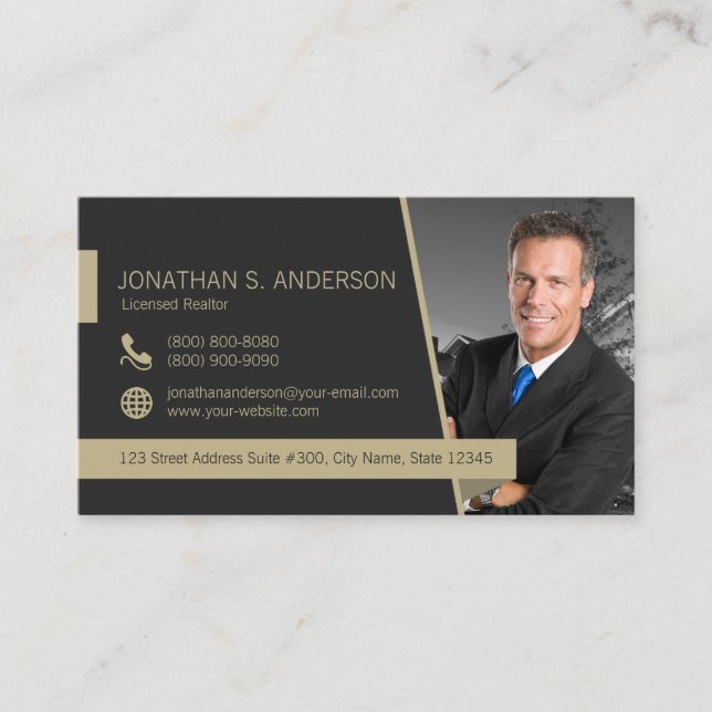 Real Anwesen Business Card Black Gold 19023 Visitenkarte (Vorderseite)