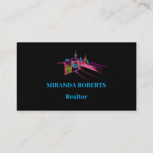 Real Anwesen Business Card Schwarz und Rosa für Re Visitenkarte