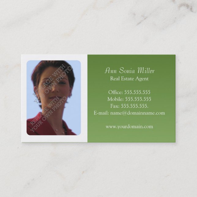 Real Anwesen Business Cards - Ölive Green Visitenkarte (Vorderseite)