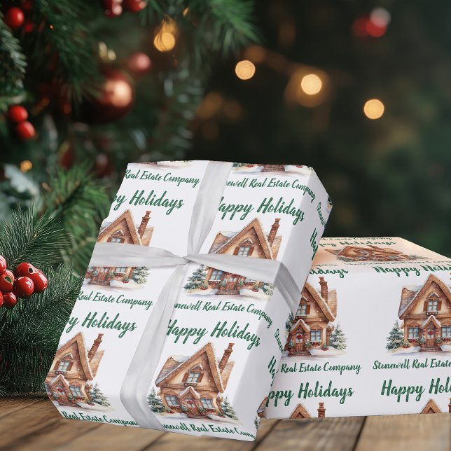Real Anwesen Business Weihnachten Personalisiert Geschenkpapier (Von Creator hochgeladen)