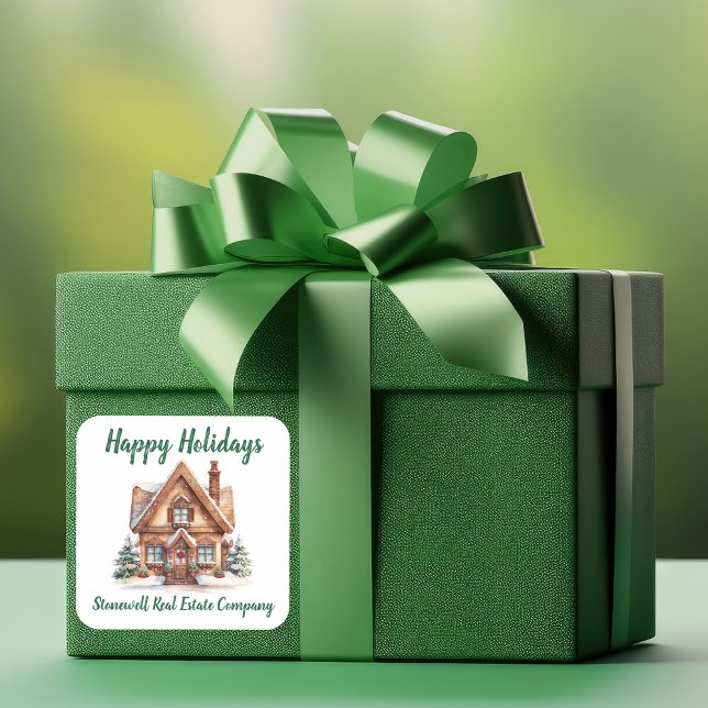Real Anwesen Business Weihnachten Personalisiert Quadratischer Aufkleber (Von Creator hochgeladen)