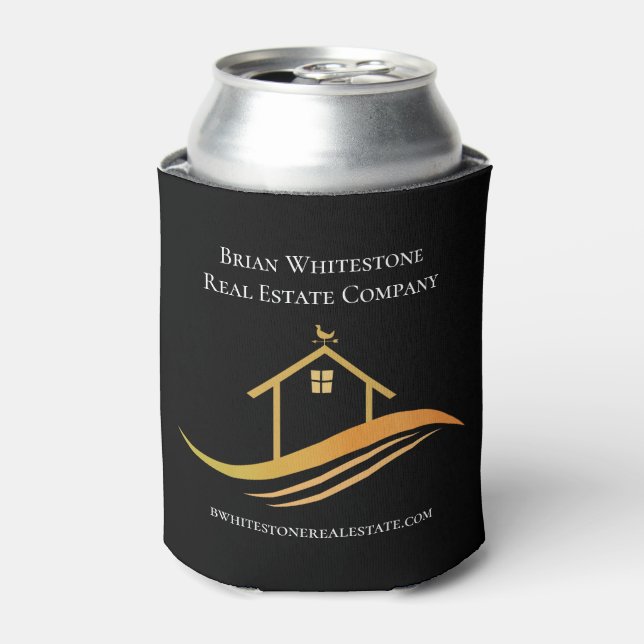 Real Anwesen Chic Black Gold House Custom Realtor Dosenkühler (Kanne Vorderseite)