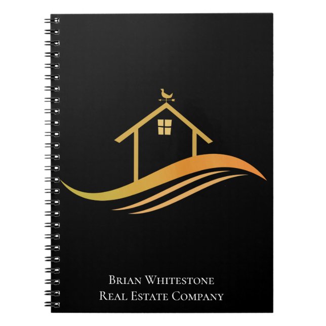 Real Anwesen Chic Black Gold House Custom Realtor Notizblock (Vorderseite)