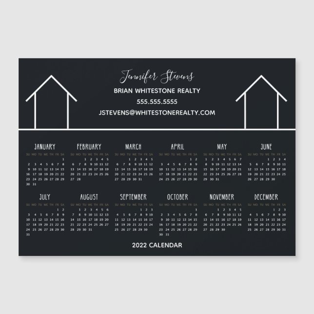 Real Anwesen Company Black 2022 Calendar Magnet (Vorderseite)