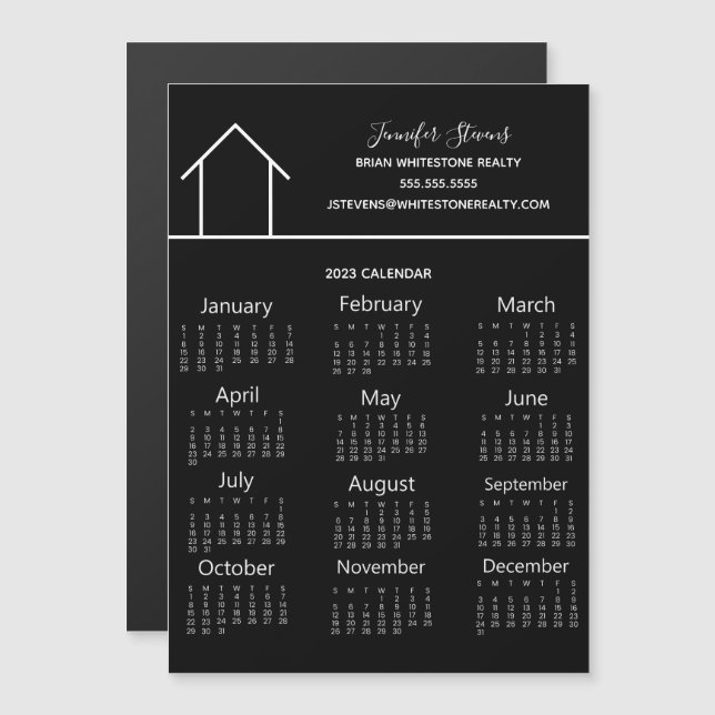 Real Anwesen Company Black 2023 Calendar Magnet (Vorne/Hinten)