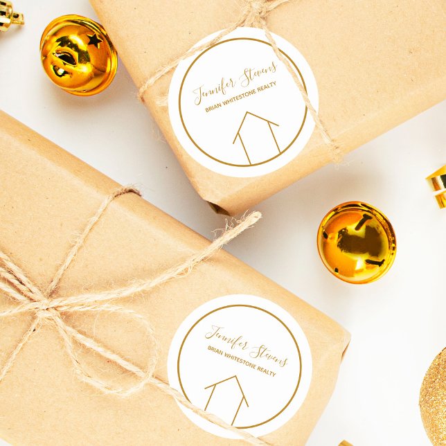 Real Anwesen Company Chic Gold Custom Marketing Runder Aufkleber (Von Creator hochgeladen)