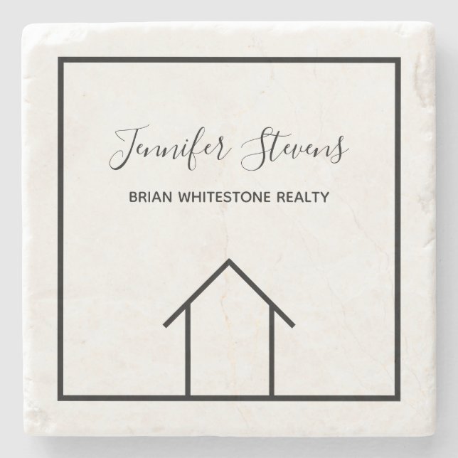 Real Anwesen Company Chic Personalisiert Realtor G Steinuntersetzer (Vorderseite)